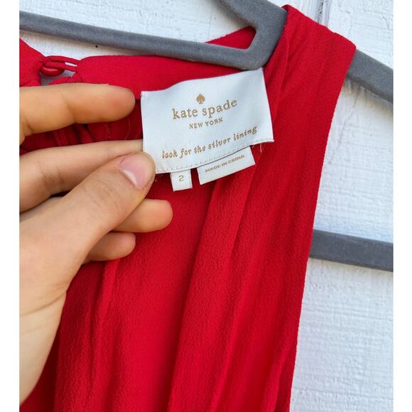 Kate Spade Women's Red Crepe Tie Back Unlined Mini Dress Size‎ 2 - Picture 3 of 5